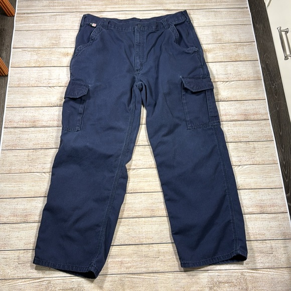 Carhartt FR Men's 38 Flame Resistant Navy Blue Cargo Work Pants Inseam 28" - Picture 3 of 11